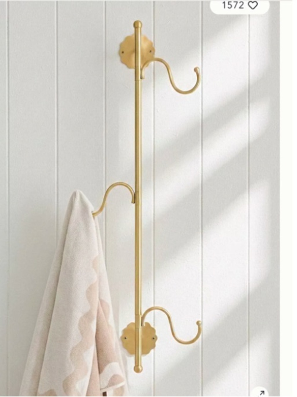 Wiggle Scalloped Brass Swivel Hook Rack - Gold